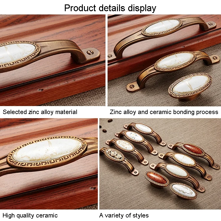 HC375113_2.webp 5008-96 Cabinet Zinc Alloy Retro Handle Coffee Cat Eye Handle (Coffee Fake Gold Flower) - Image 3