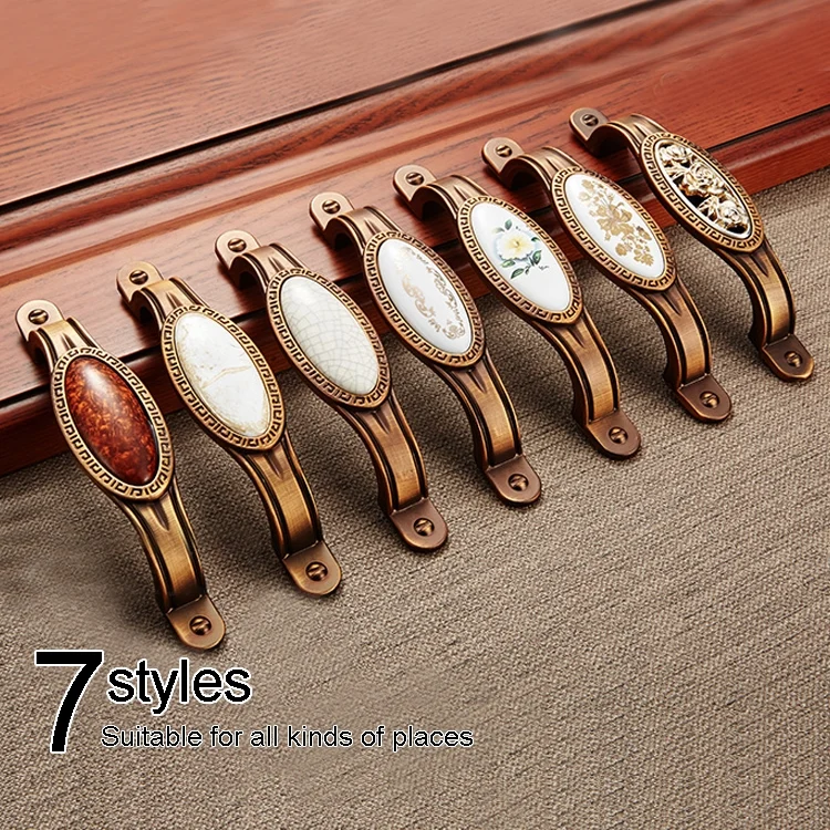 HC375117_4.webp 5008-128 Cabinet Zinc Alloy Retro Handle Coffee Cat Eye Handle (Coffee Crack) - Image 5