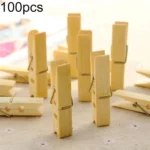 100pcs Multi-function Mini Bamboo Clothes Photo Paper Peg Clothespin Laundry Hanger Clip
