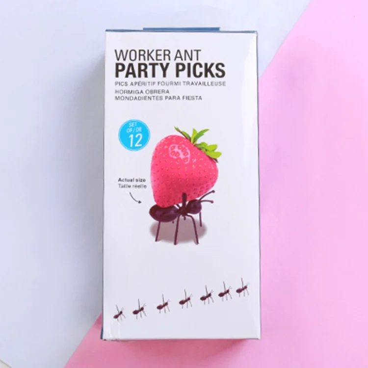 HC3774_7.webp 12pcs / Box Worker Ant Fruit Forks Snack Cake Dessert Tableware Home Kitchen Party Dinner Fruit Pick Kitchen Tool - Image 8
