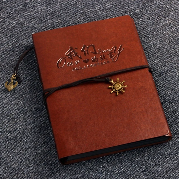 HC3795.webp DIY Creativity Loose-leaf Type Retro Imitation Leather Lashing Children Growth Memorial Photo Album - Image 1