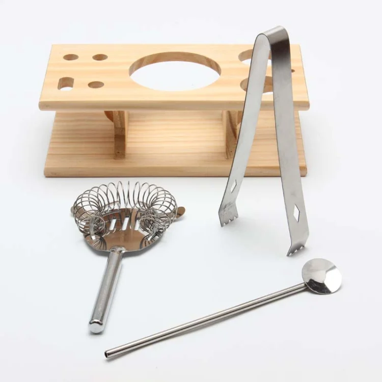 HC3907_5.webp 9 in 1 Stainless Steel Cocktail Shaker Tools Set with Wooden Mount, Capacity: 550ml - Image 6