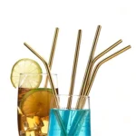 5pcs Reusable Stainless Steel Straight Drinking Straw + Cleaner Brush Set Kit,  215*6mm - Image 5