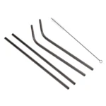 4pcs Reusable Stainless Steel Drinking Straw + Cleaner Brush Set Kit,  215*6mm - Image 3