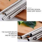 4pcs Reusable Stainless Steel Drinking Straw + Cleaner Brush Set Kit,  215*6mm - Image 10