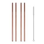 5pcs Reusable Stainless Steel Straight Drinking Straw + Cleaner Brush Set Kit,  215*8mm - Image 2