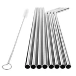 5pcs Reusable Stainless Steel Straight Drinking Straw + Cleaner Brush Set Kit,  215*8mm - Image 3