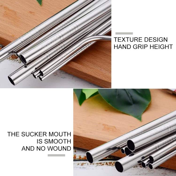 HC3928B_7.webp 5pcs Reusable Stainless Steel Straight Drinking Straw + Cleaner Brush Set Kit,  266*6mm - Image 8