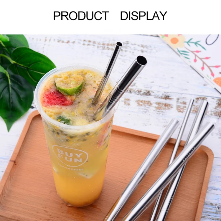 HC3929RG_11.webp 4pcs Reusable Stainless Steel Drinking Straw + Cleaner Brush Set Kit,  266*6mm - Image 12