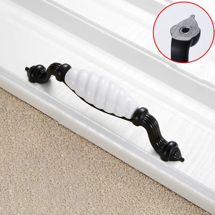 HC3949_1.webp 2 PCS 5003_128 Black and White Ceramic Closet Cabinet Handle Pitch: 128mm - Image 2
