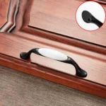 5006_96 Black and White Ceramic Closet Cabinet Handle Pitch: 96mm - Image 2
