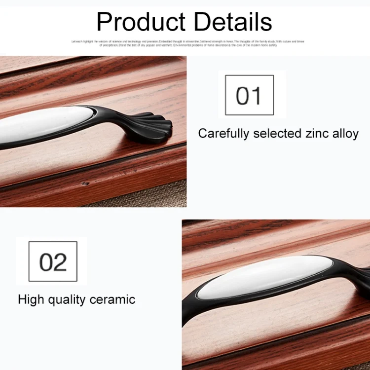 HC3954_3.webp 5006_96 Black and White Ceramic Closet Cabinet Handle Pitch: 96mm - Image 4