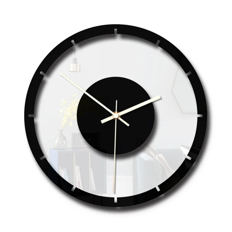HC3986.webp TM011 A Round Wooden Dial Transparent Acrylic Mute Wall Clock - Image 1
