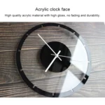 TM011 B Round Wooden Dial Transparent Acrylic Mute Wall Clock - Image 5