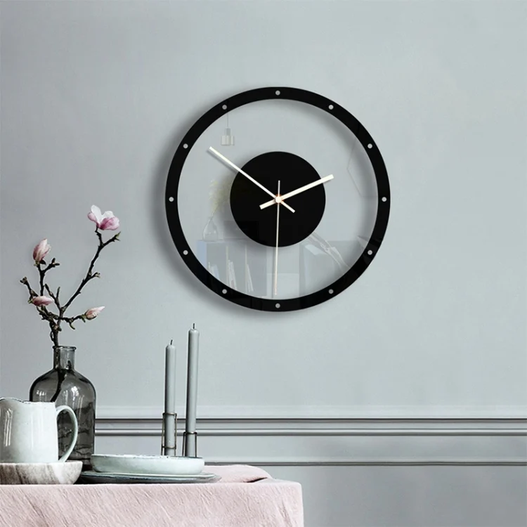 HC3987_5.webp TM011 B Round Wooden Dial Transparent Acrylic Mute Wall Clock - Image 6