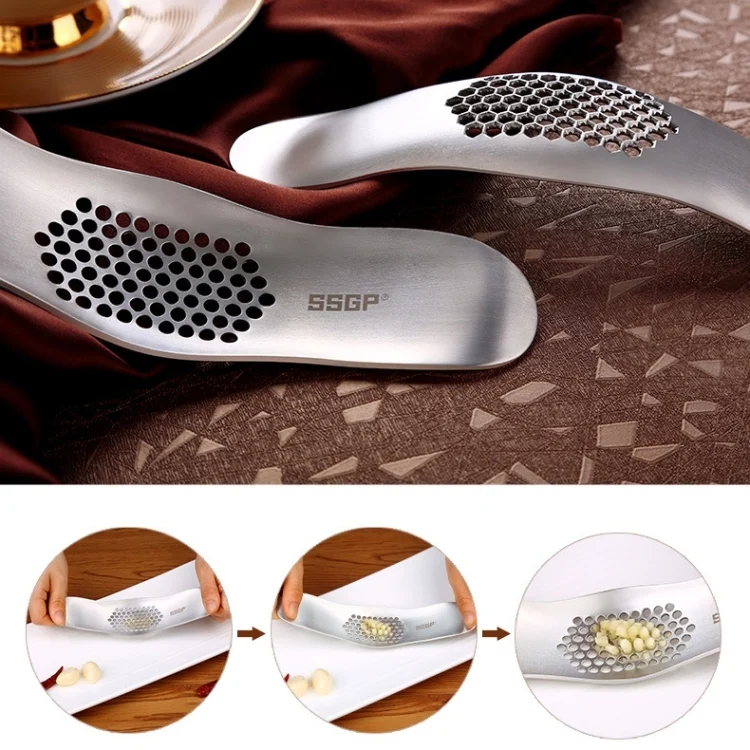 HC4026_4.webp SSGP Kitchen Tool Manual 304 Stainless Steel Brushed Texture Garlic Presser - Image 5