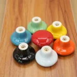 32mm Modern Literary Color Glazed Ceramic Cabinet Drawer Handle - Image 2