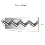 Stainless Steel Four Oblique Row Hook Bathroom Non-perforated Storage Clothes Rack - Image 3