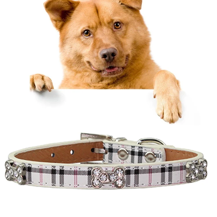 HC4080Q.webp PU Leather with Bone Designs Pet Dog Collar Pet Products, Size: S, 1.5 * 37cm - Image 1