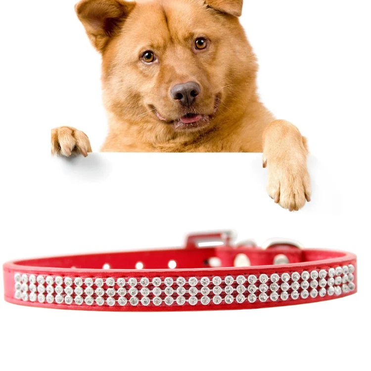 HC4083R.webp PU Diamond Studded Pet Collar Dog Collar Pet Products, Size: M, 2 * 42cm - Image 1