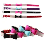 Flocking Diamond Studded Bowknot Pet Collar Dog Collar Pet Products, Size: S, 1.5 * 37cm - Image 3
