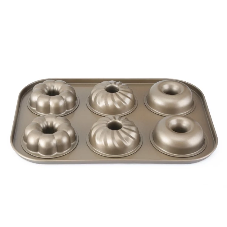 HC4103_3.webp 3 Flowers Type Donuts Cookie Mold Gold 6 Cups Cake Mold Baking Mold Cake Tools Bakeware Kitchen Accessories - Image 4