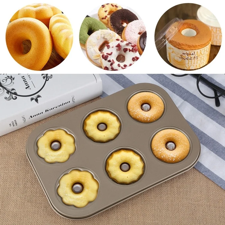 HC4103_5.webp 3 Flowers Type Donuts Cookie Mold Gold 6 Cups Cake Mold Baking Mold Cake Tools Bakeware Kitchen Accessories - Image 6