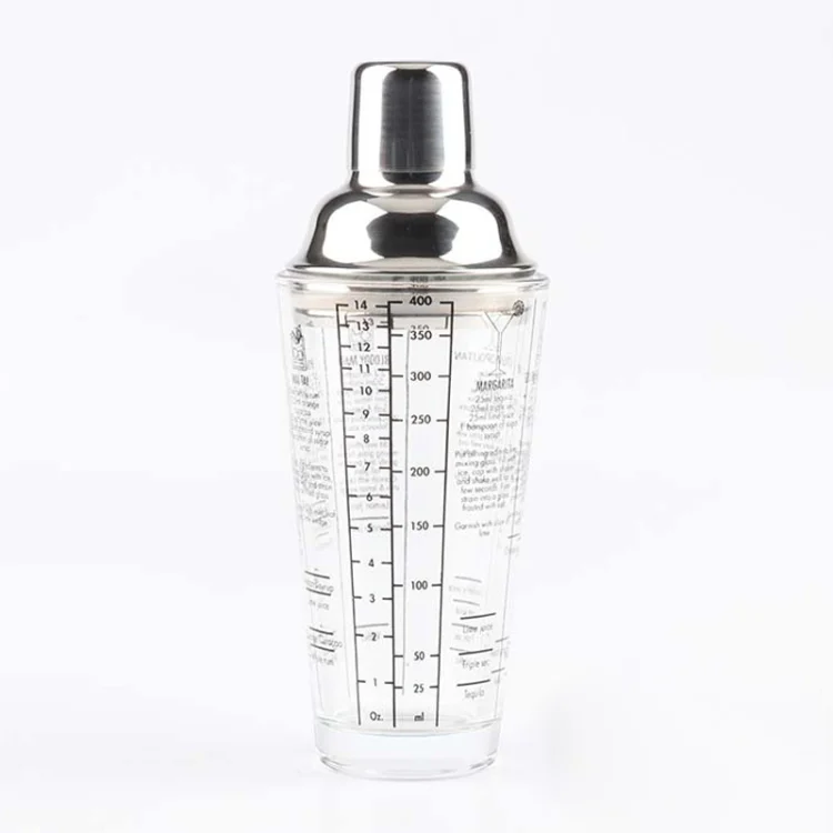 HC4106.webp Stainless Steel Glass Cocktail Shaker Tools Milk Tea Cup with Scale, Capacity: 450ml - Image 1