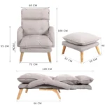 F3 Lazy Sofa Armrest Bedroom Leisure Japanese Folding Fabric Lounge Chair - Image 3