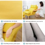 F3 Lazy Sofa Armrest Bedroom Leisure Japanese Folding Fabric Lounge Chair - Image 10