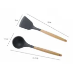 kn020 11 in 1 Wooden Handle Silicone Non-stick Spatula Spoon Kitchen Tool + Bucket Set - Image 3