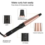 1-1.5 inch Conical Ceramic Hair Curler with Heat-resistant Gloves , UK Plug - Image 3