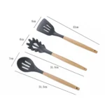 kn020 11 in 1 Wooden Handle Silicone Non-stick Spatula Spoon Kitchen Tool Set - Image 5
