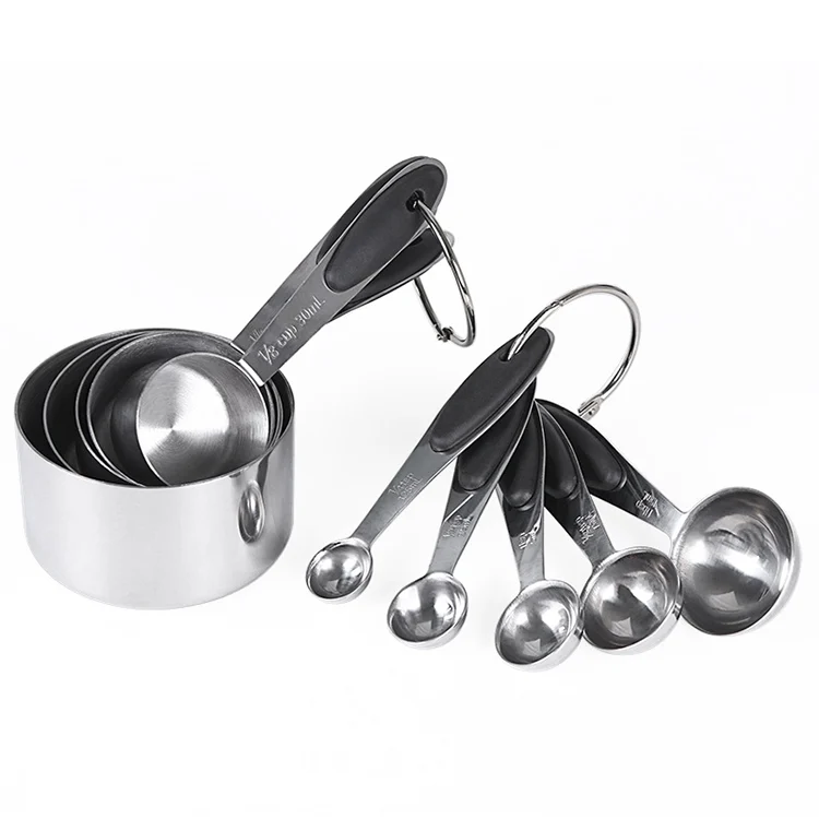 kn650 10 in 1 Black Stainless Steel Measuring Spoon Cake Mold Baking Tool Set