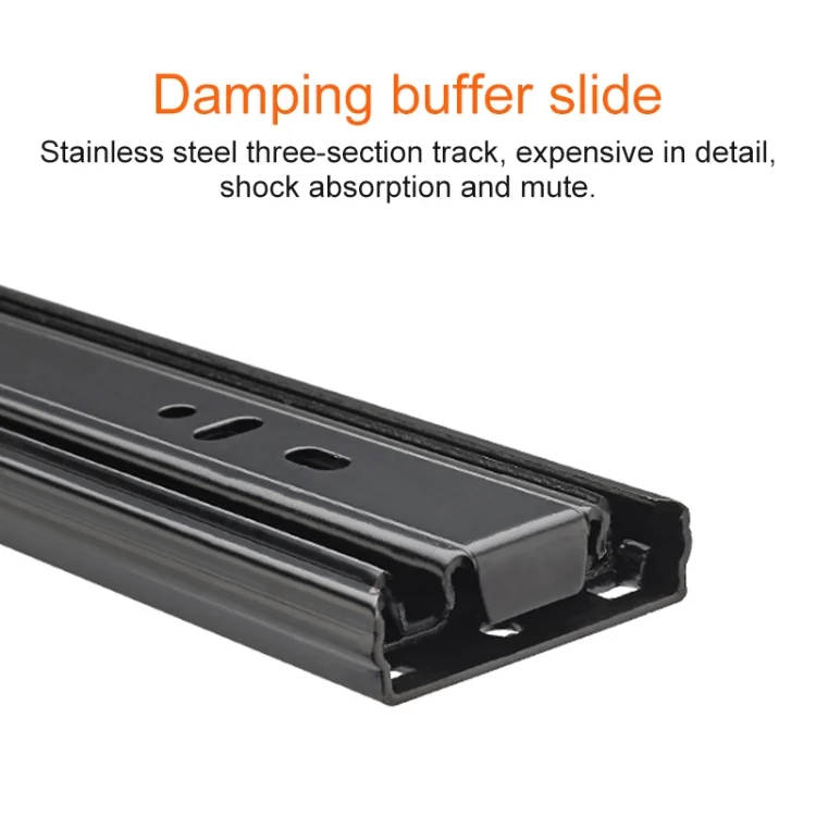 HC4435_2.webp 10 inches 3-section Mute Stainless Steel Sliding Drawer Slides Ball Slide Rail Length: 25cm - Image 3