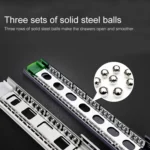 18 inches 3-section Mute Stainless Steel Sliding Drawer Slides Ball Slide Rail Length: 45cm - Image 5