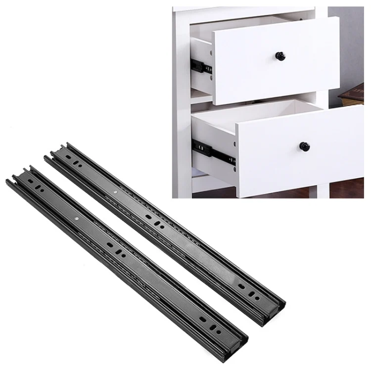 HC4456.webp 18 inches 3-section Mute Cold Rolled Steel Sliding Drawer Slides Ball Slide Rail Length: 45cm - Image 1