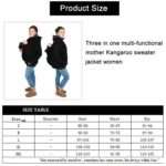 Three-in-one Multi-function Mother Kangaroo Zipper Hoodie Coat with Front Cap Size: M, Chest: 90-93cm, Waist: 70-72cm, Hip: 97-99cm - Image 5