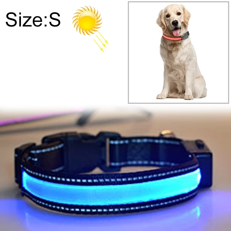 HC4491L.webp Medium and Large Dog Pet Solar + USB Charging LED Light Collar, Neck Circumference Size: S, 35-40cm - Image 1