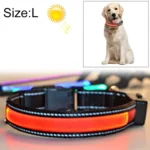 Medium and Large Dog Pet Solar + USB Charging LED Light Collar, Neck Circumference Size: L, 50-60cm