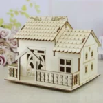 Creative Wooden Night Light Villa Money Coin Storage Box, Random Pattern Delivery - Image 2
