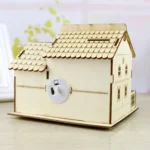 Creative Wooden Night Light Villa Money Coin Storage Box, Random Pattern Delivery - Image 3
