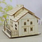 Creative Wooden Night Light Villa Money Coin Storage Box, Random Pattern Delivery - Image 4