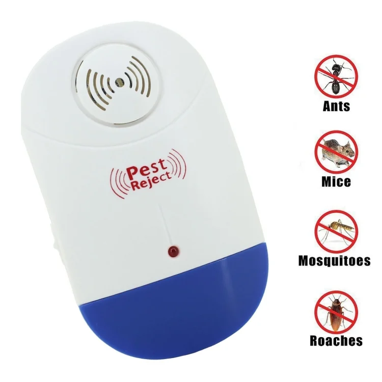 HC4601.webp Electronic Ultrasonic Mosquito Rat Pest Control Repeller with LED Light, EU Plug AC90V-250V (White+Blue) - Image 1