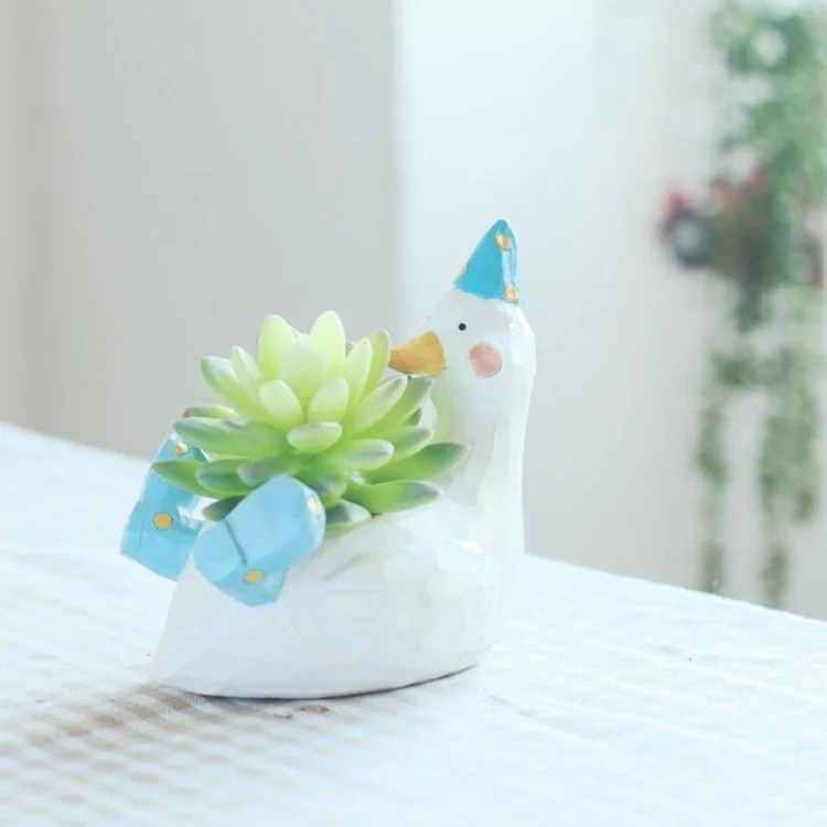 HC4621.webp Lovely Home Garden Office Resin Cartoon Animal Shaped Plant Flower Pot Decoration Animal Flower Pots Planter - Image 1