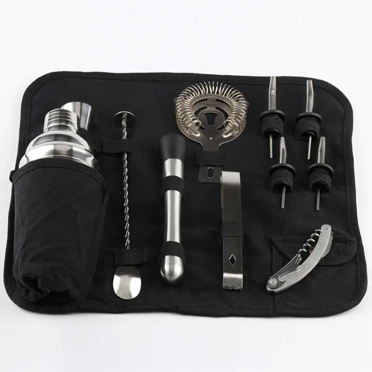 HC4780_4.webp 12 in 1 Stainless Steel Wine Cocktail Shaker Tools Set with Cloth Bag, Capacity: 550ml - Image 5