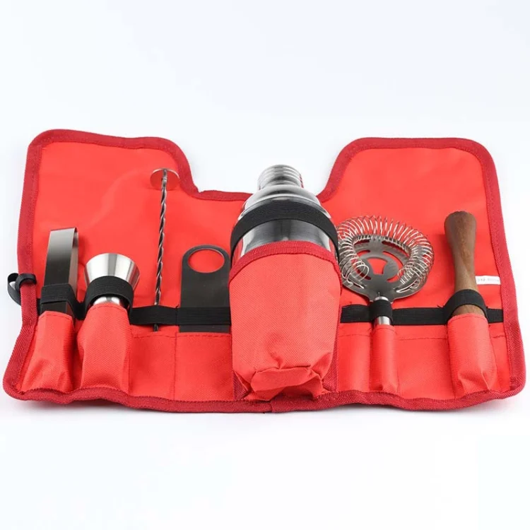 HC4797_5.webp 8 in 1 Stainless Steel Wine Cocktail Shaker Tools Set with Cloth Bag, Capacity: 800/600ml - Image 6
