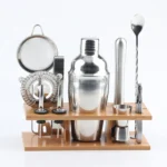 11 in 1 Stainless Steel Cocktail Shaker Tools Set with Wooden Mount, Capacity: 350ml - Image 2