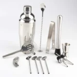 14 in 1 Stainless Steel Cocktail Shaker Tools Set with Bamboo Mount, Capacity: 750ml - Image 3