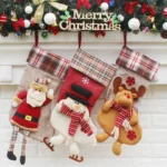 Christmas Ornament Decoration Lattice Cloth Christmas Stocking Gift Bag Pendant - Image 2